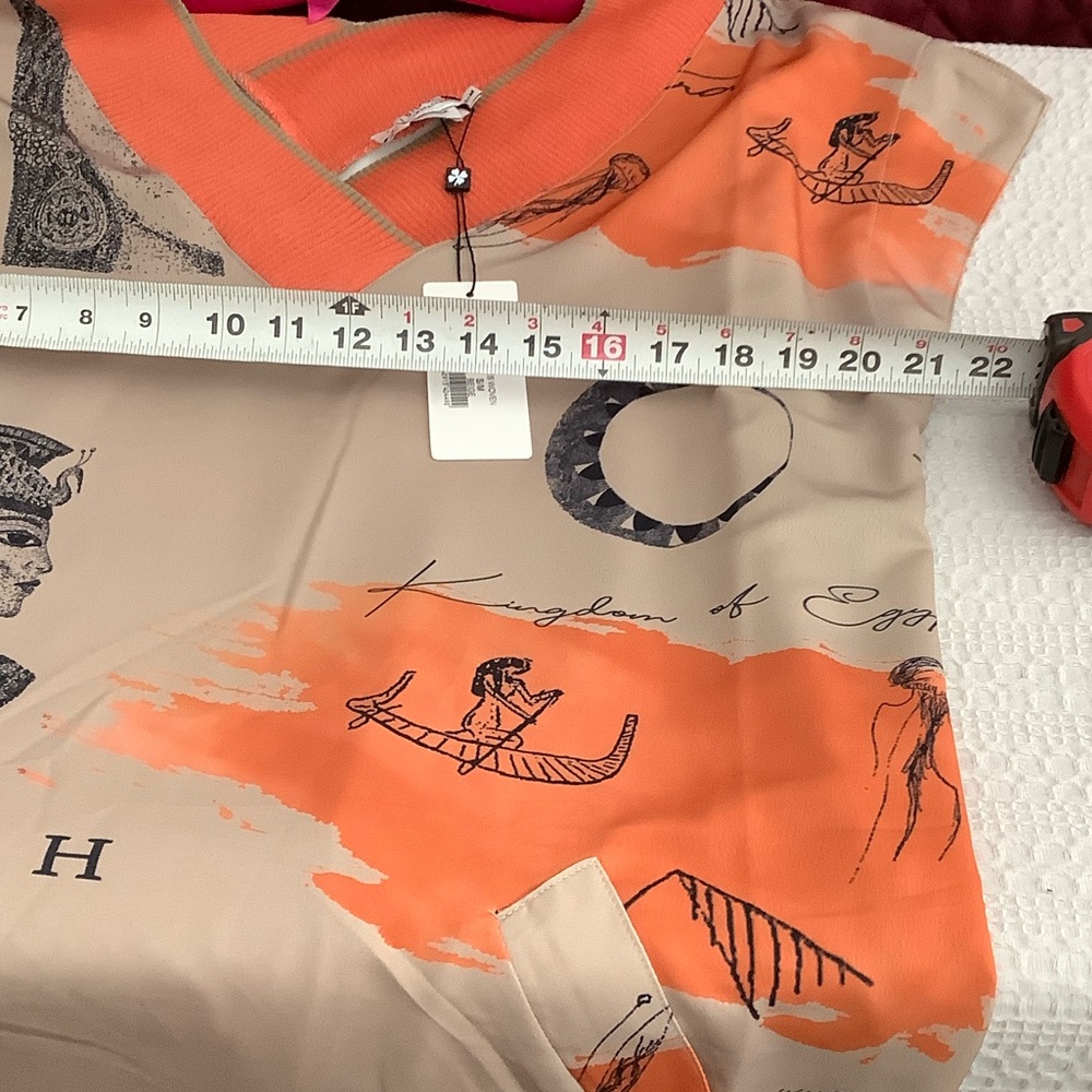 Orange and Beige Graphic Dress - Picture 3 of 6